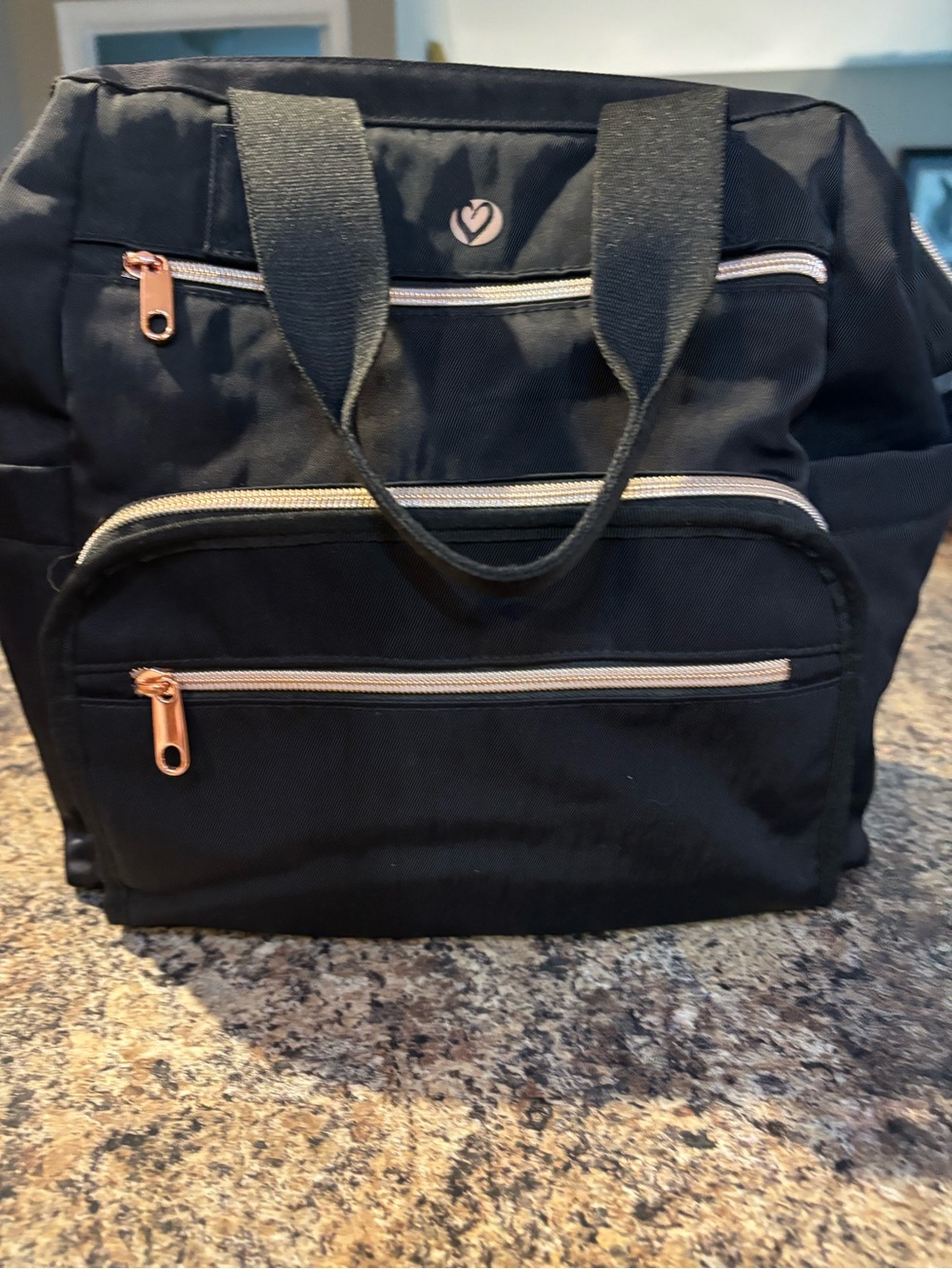Nurse Mates Black Backpack Tote with Rose Gold Accents